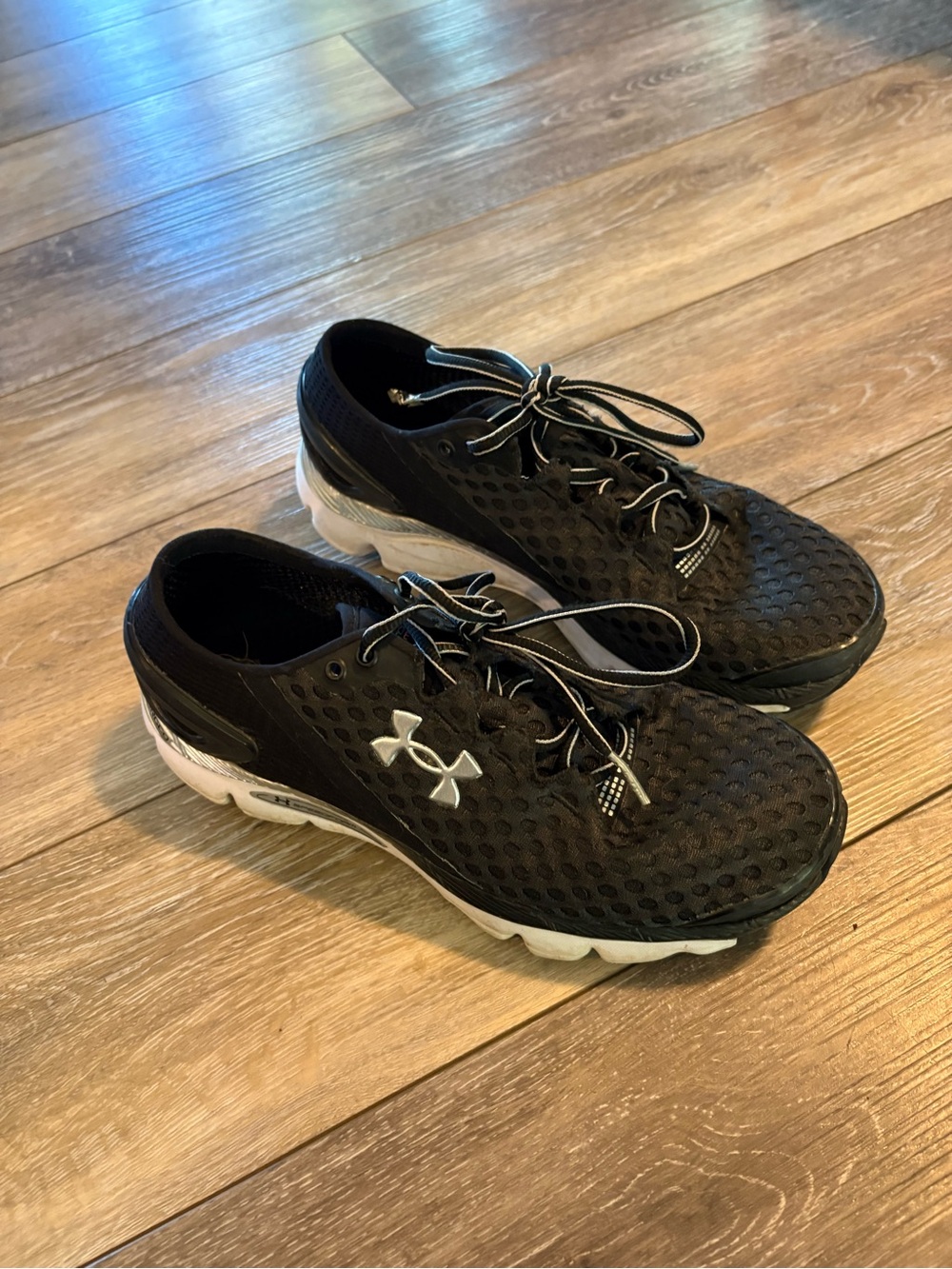 Under Armour Men’s Black Athletic Mesh Sneakers with White Sole